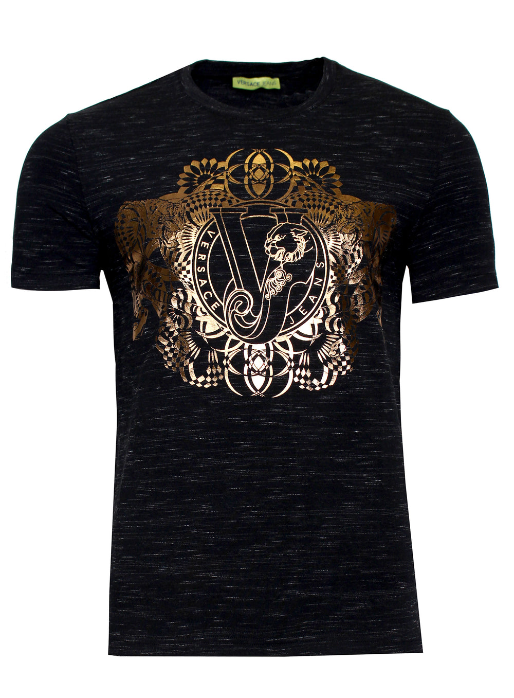 Men's Short Sleeve Crewneck Jersey Stretch Tee Shirt-Black