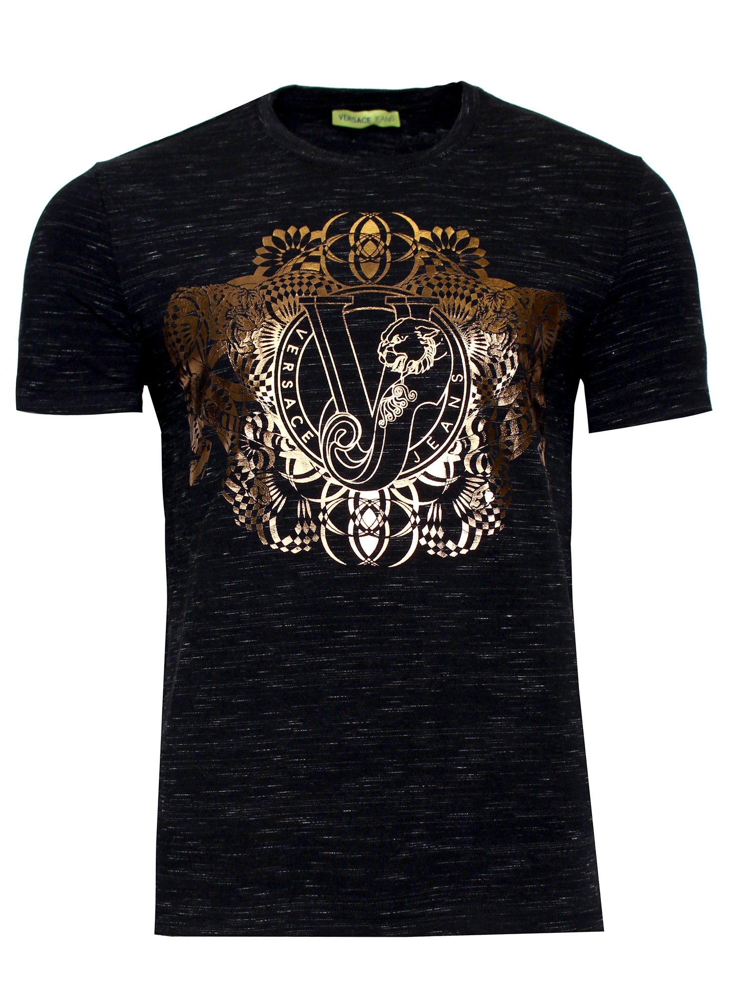 Men's Short Sleeve Crewneck Jersey Stretch Tee Shirt-Black