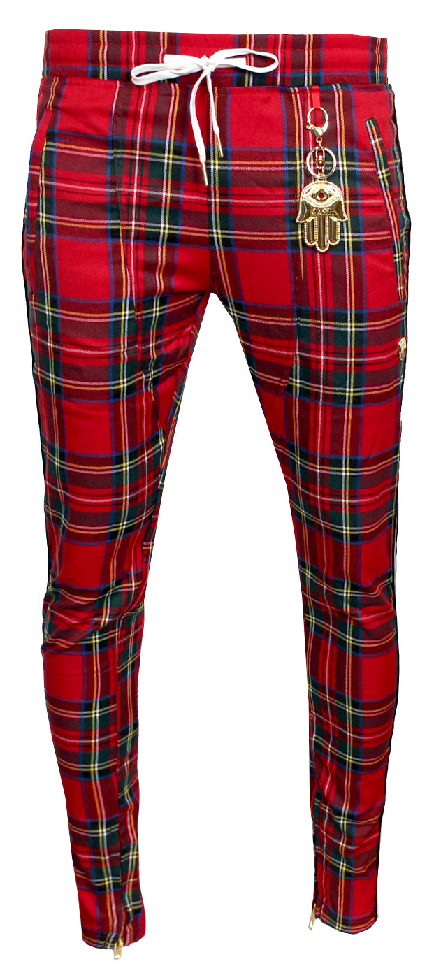 Kash Men's Plaid Track Pants in red – view 1 of 4