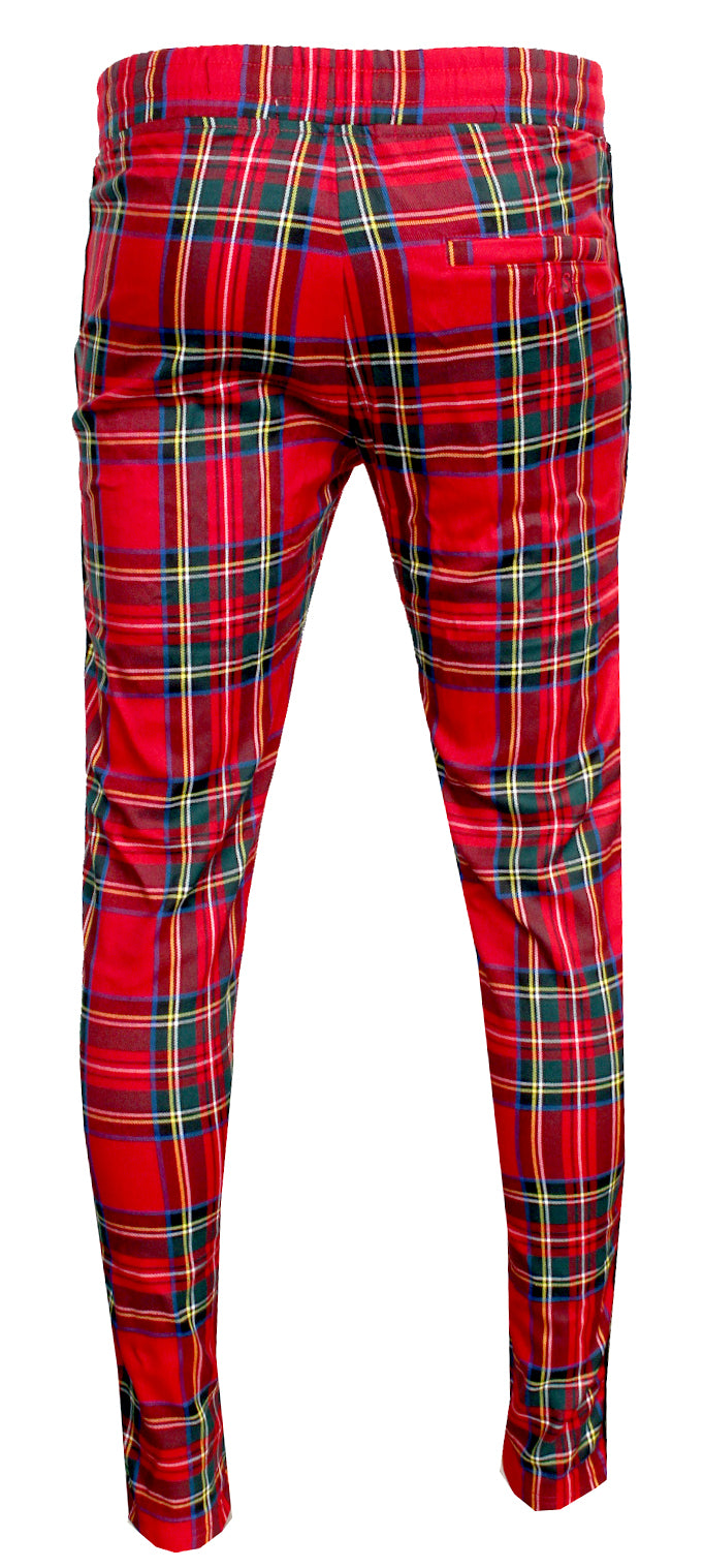 Kash Men's Plaid Track Pants in red – view 3 of 4