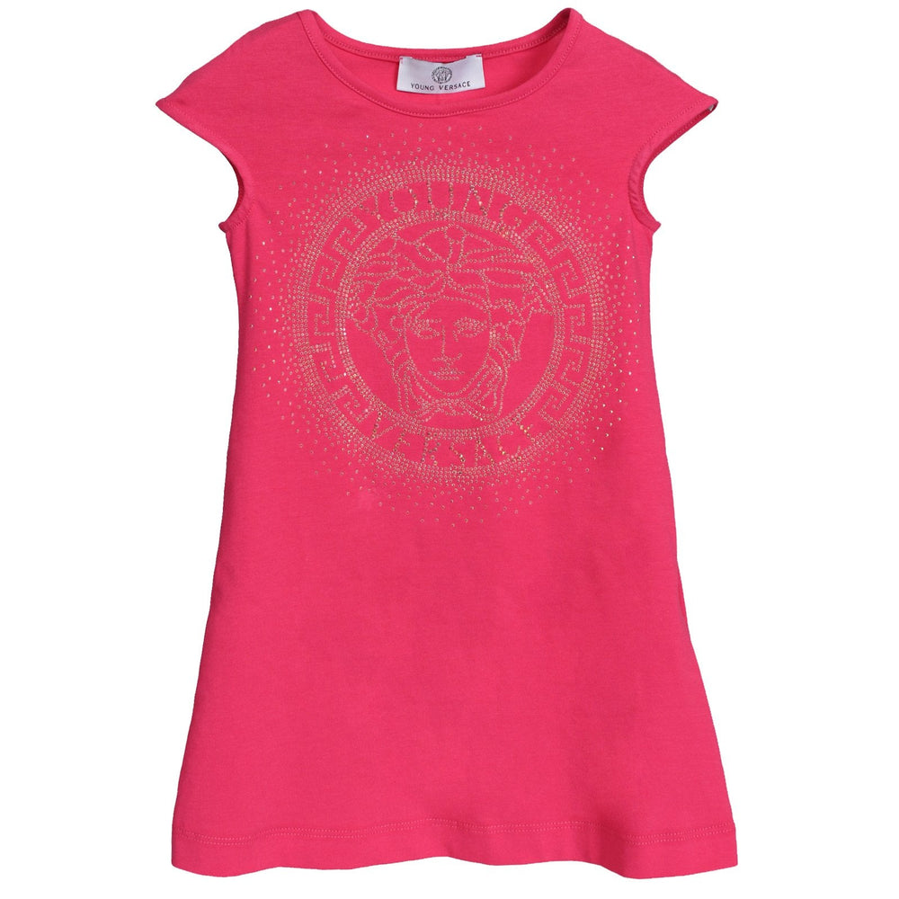 Girls Medusa Short Sleeve Dress-Pink