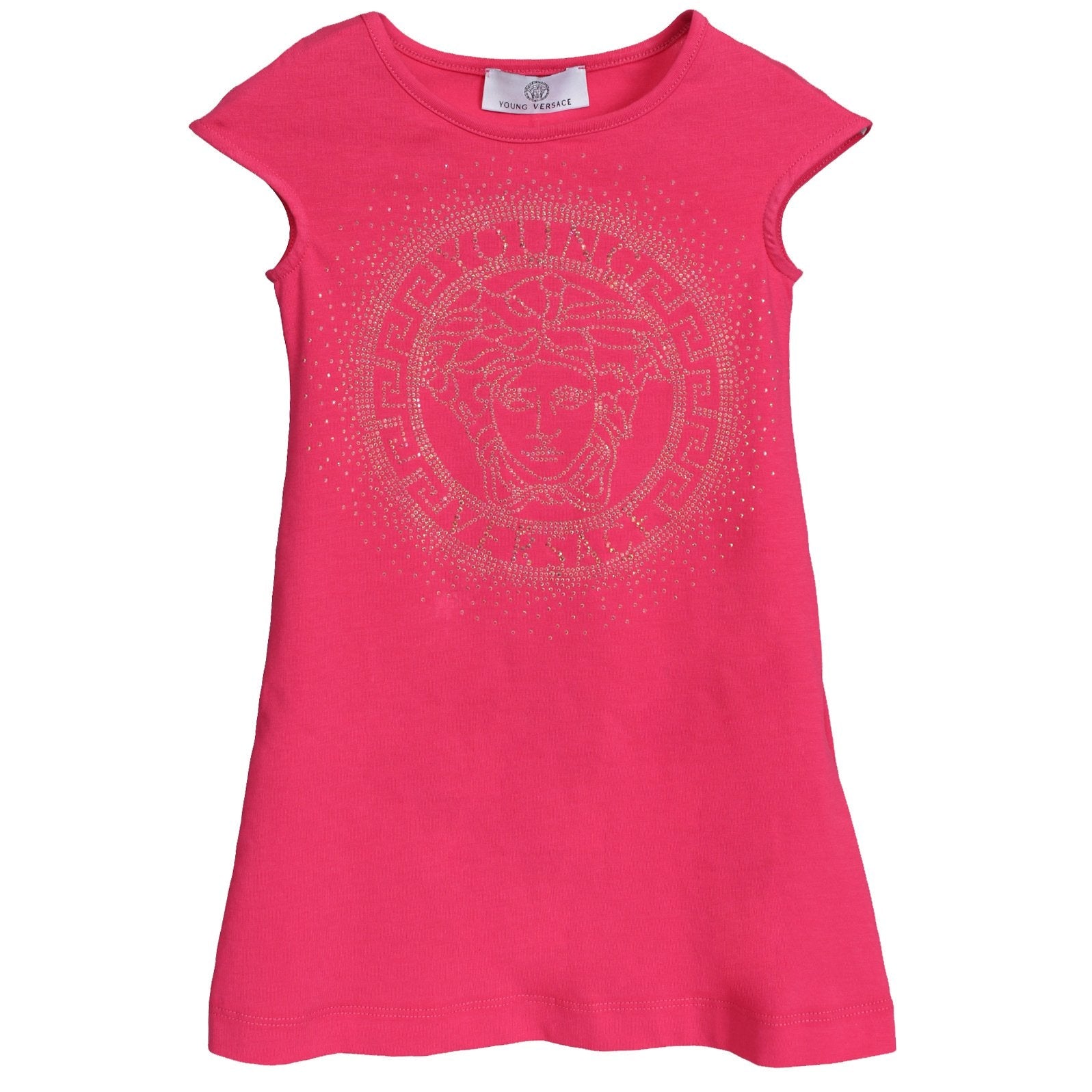 Girls Medusa Short Sleeve Dress-Pink