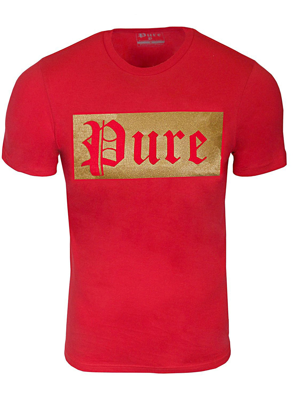 Pure Block Logo Tee in red/gold – view 1 of 2