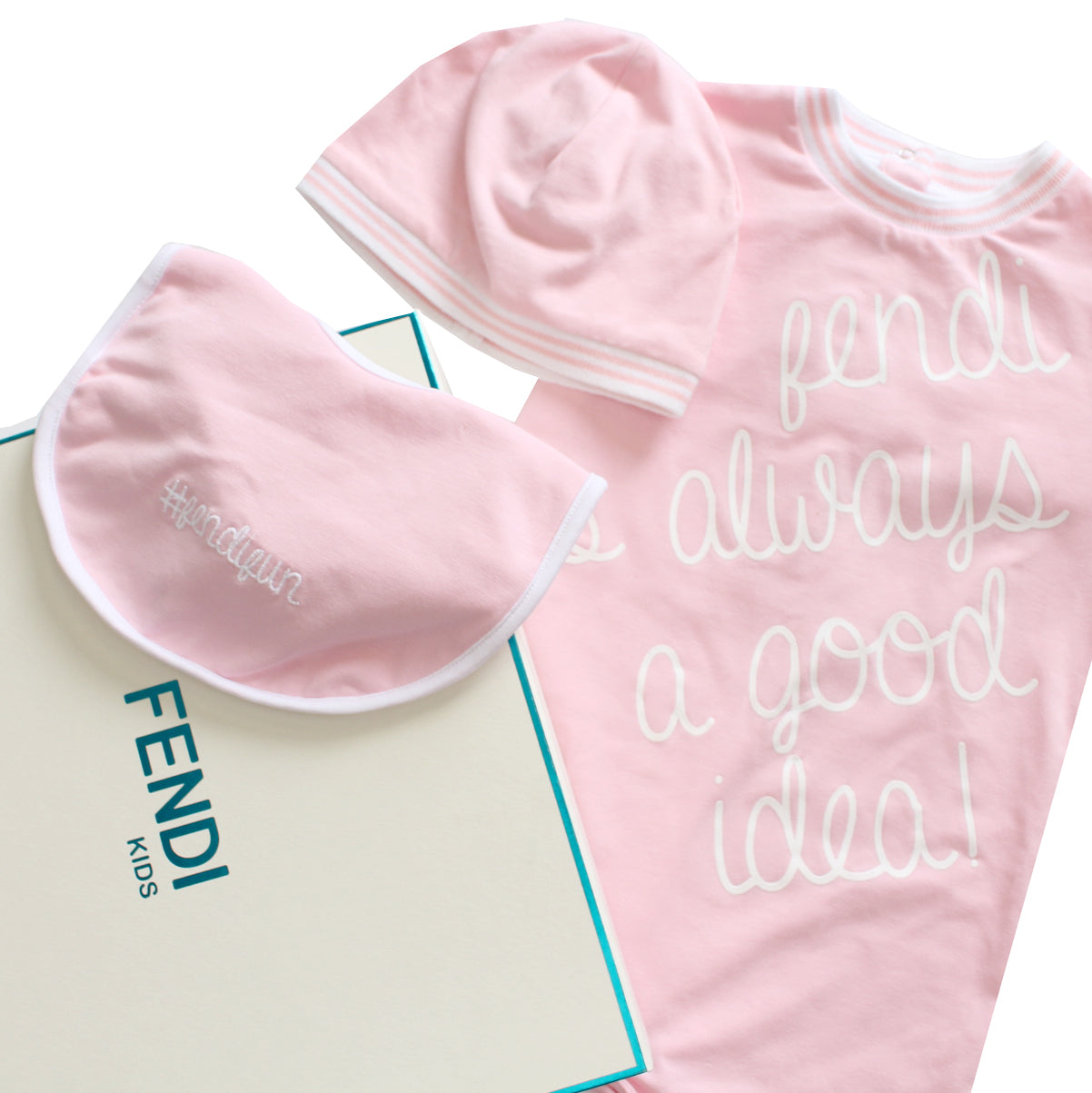 Fendi | Baby Logo Footie/Hat/Bib Gift Set