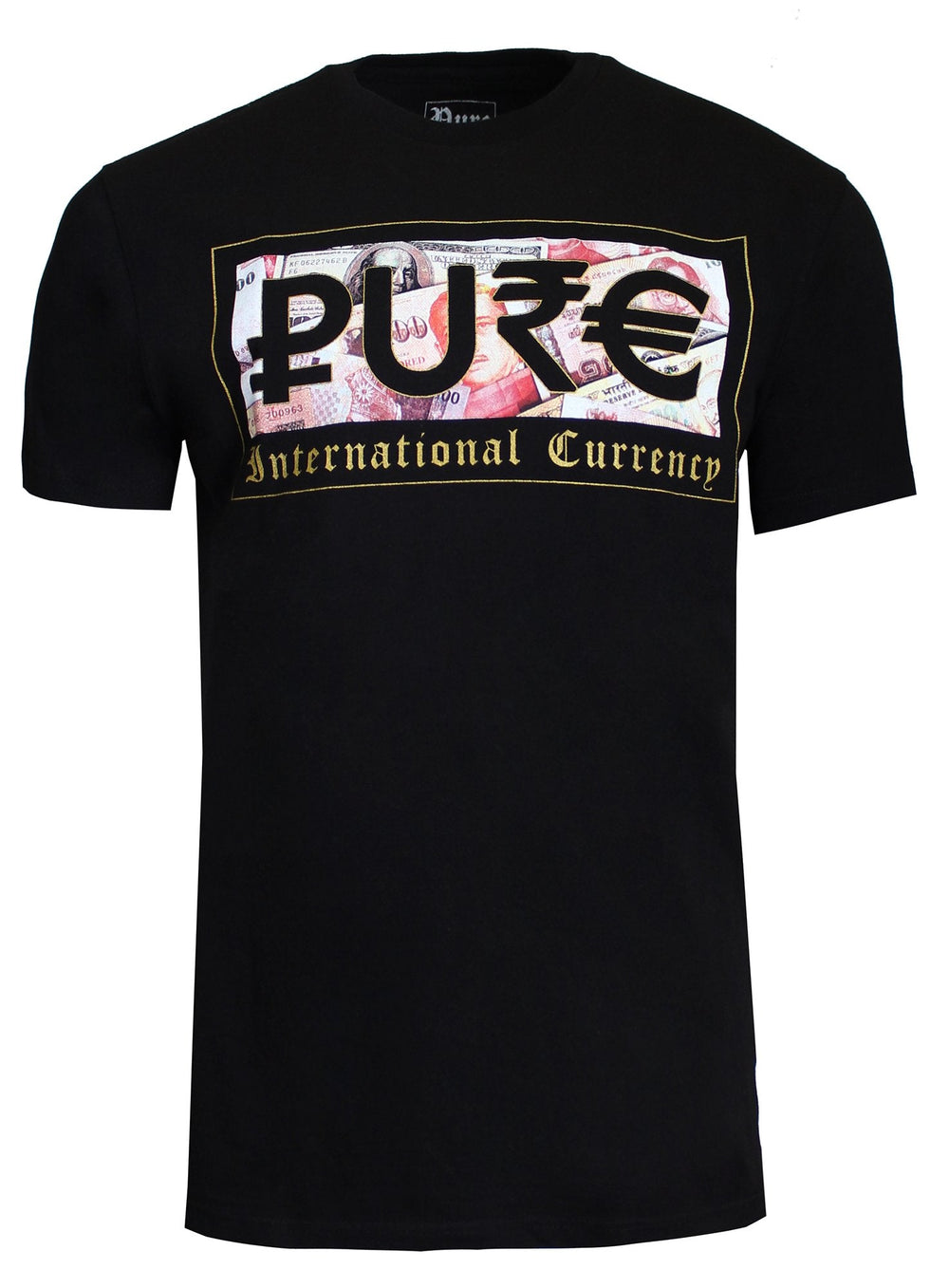Pure International Currency Black Tee in black – view 1 of 3