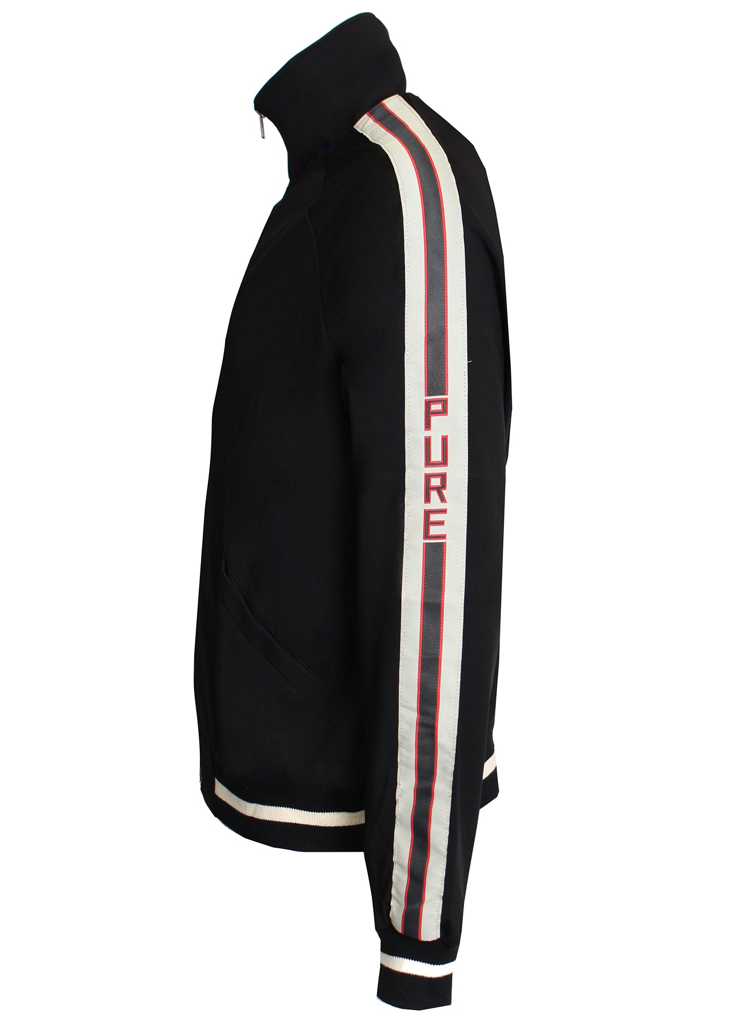 Men's Long Sleeve Pure Stripe Jacket-Black