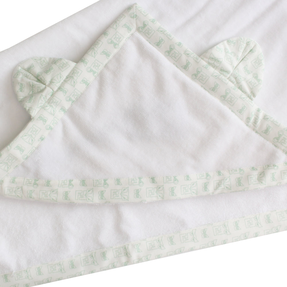 Fendi Baby Hooded Towel in white and green – view 1 of 4