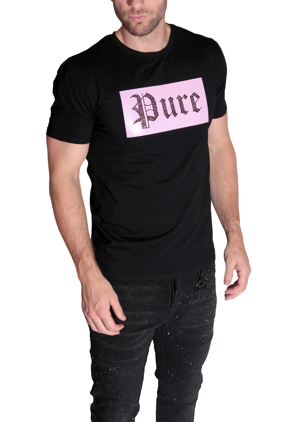 Logo Tee with Pink Diamond Pure Logo in black/pink – view 2 of 3