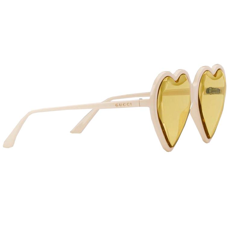 Heart Frame Acetate Sunglasses|Ivory/Yellow