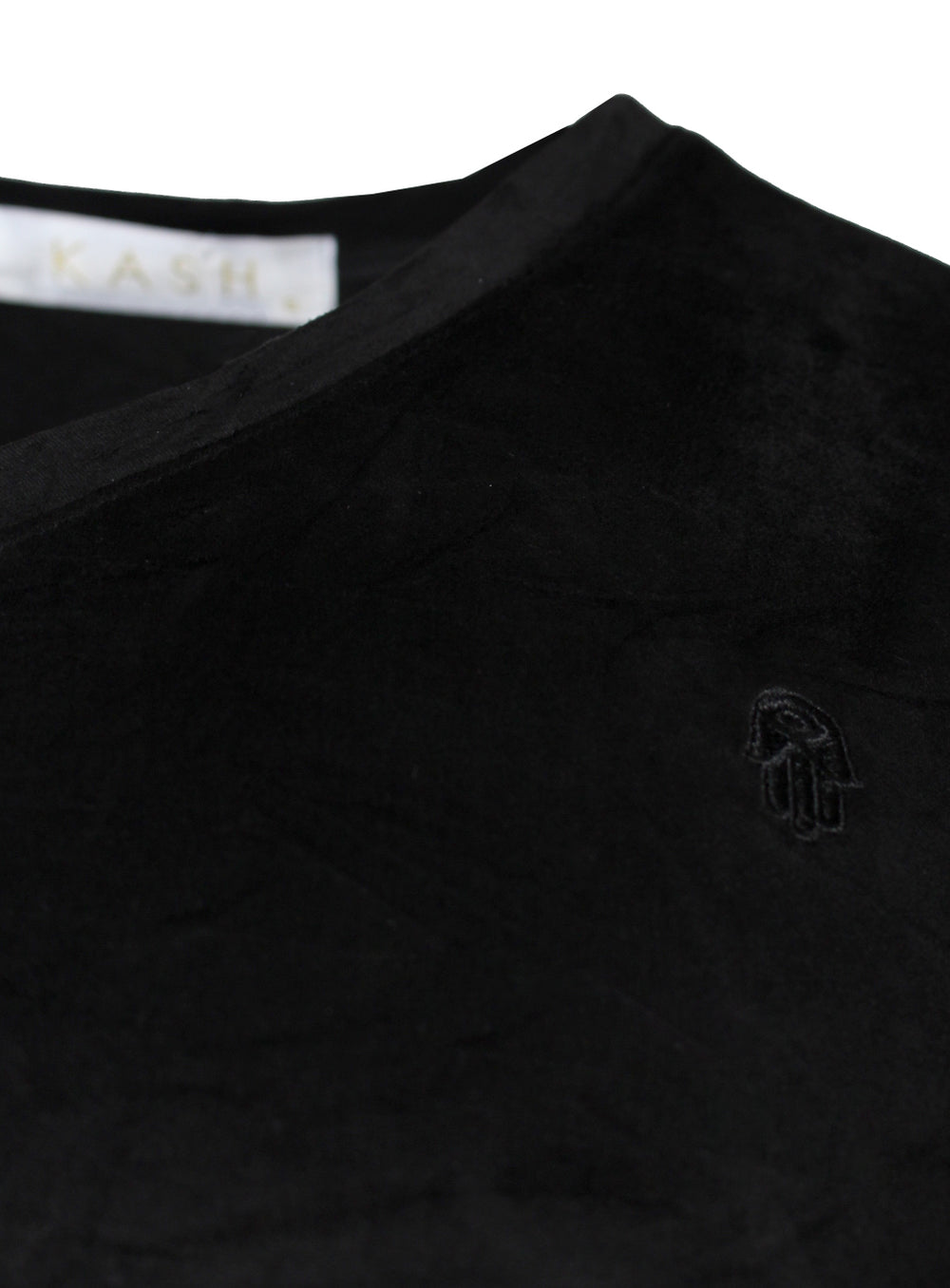 Kash Men's Hamsa Short Sleeve V-Neck Tee in black – view 3 of 3