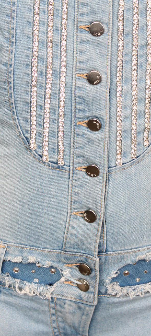 Women's Light Denim Crystal Jumsuit