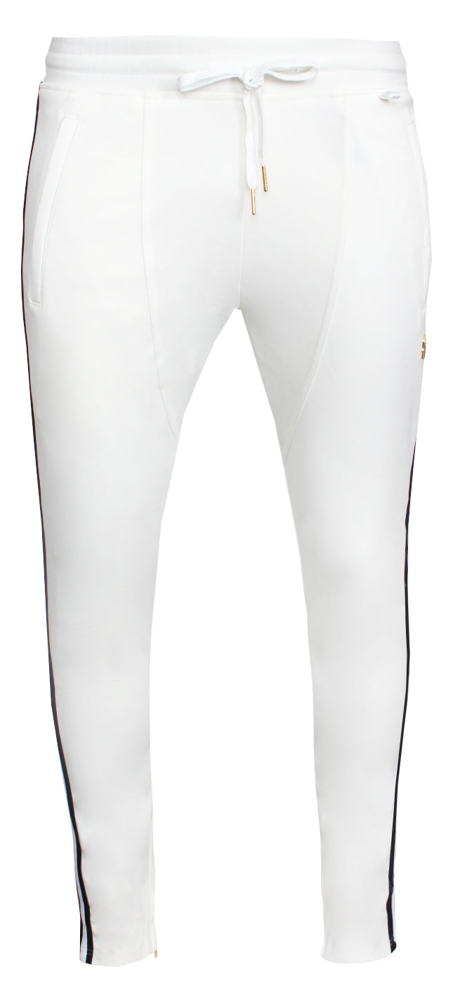 Kash Men's Milk & Cookies Track Pants with Side Stripes in White – view 2 of 4
