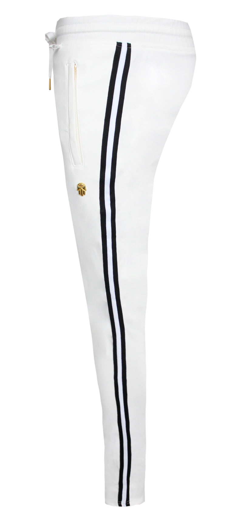 Kash Men's Milk & Cookies Track Pants with Side Stripes in White – view 1 of 4