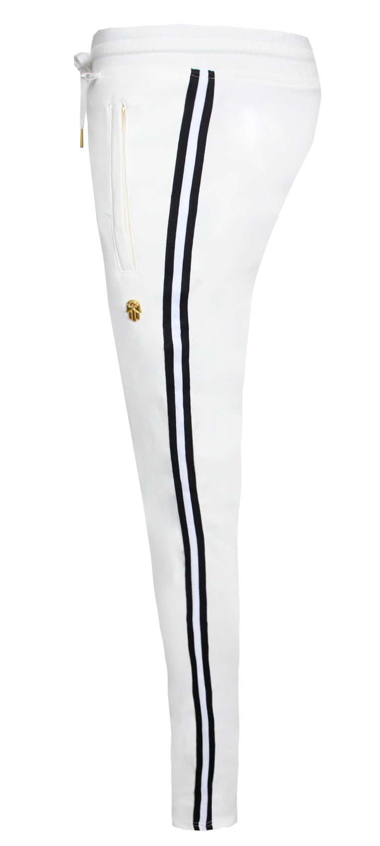 Men's Milk & Cookies Track Pants with Side Stripes-White