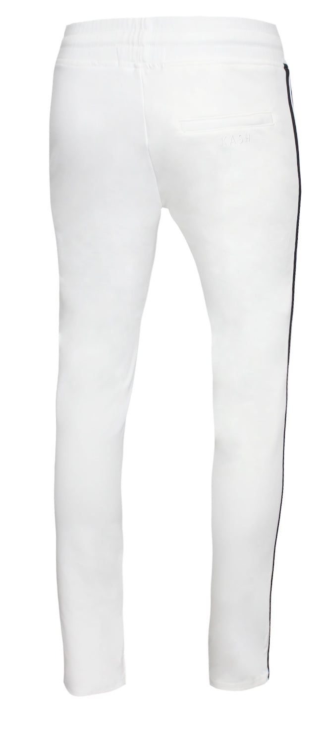 Kash Men's Milk & Cookies Track Pants with Side Stripes in White – view 3 of 4