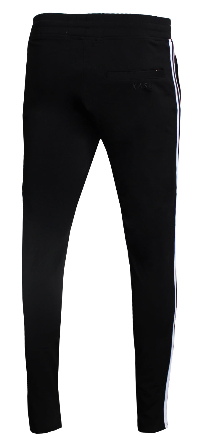 Kash Men's Luxury Lounge Stripe Joggers - Black – view 3 of 4