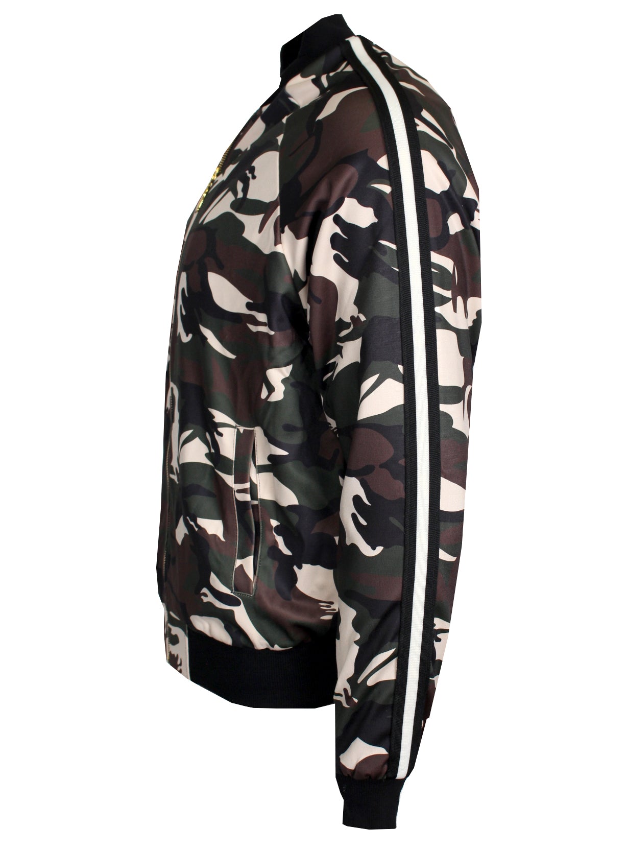 Men's Long Sleeve Camouflage Track Jacket-Green