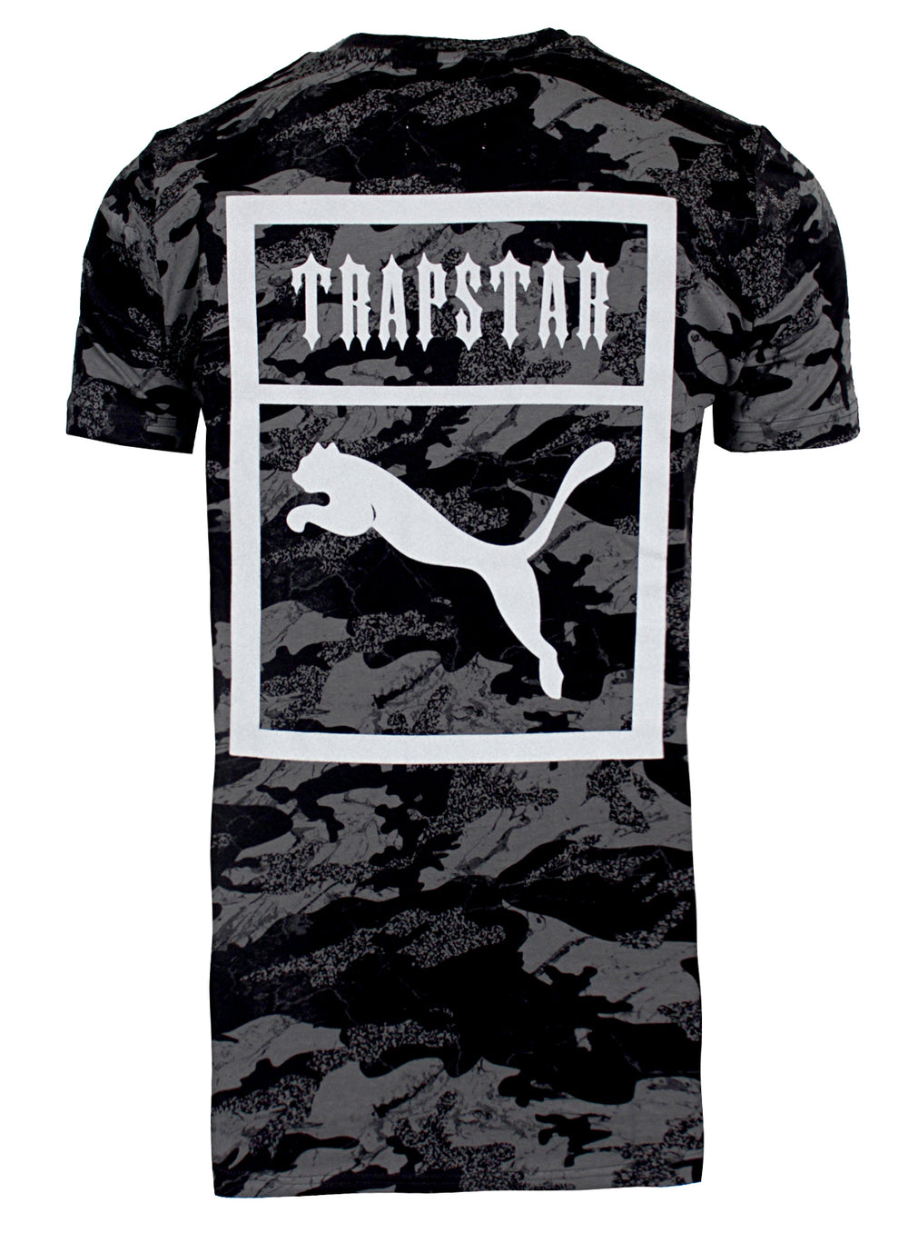 Puma x Trapstar Black Camo Logo Tee in black camo – view 1 of 2