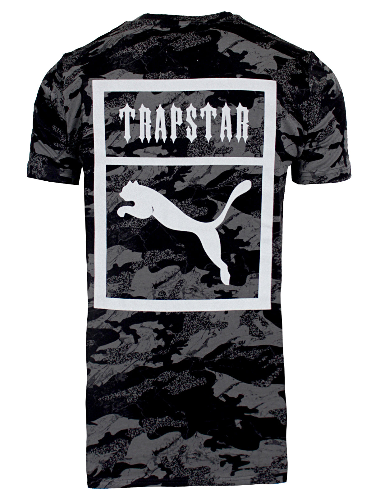 Puma x Trapstar Black Camo Logo Tee in black camo – view 1 of 2