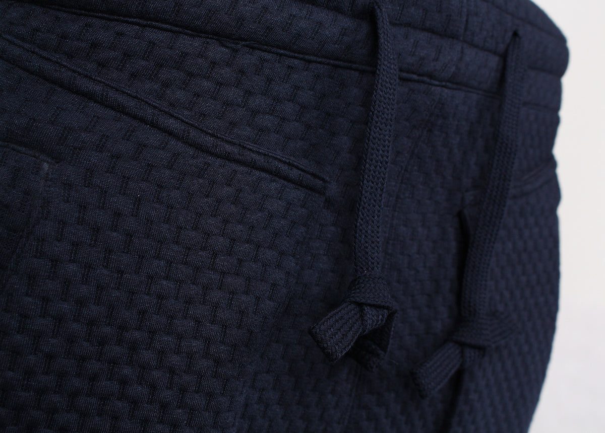 Navy Textured Elongated Shorts