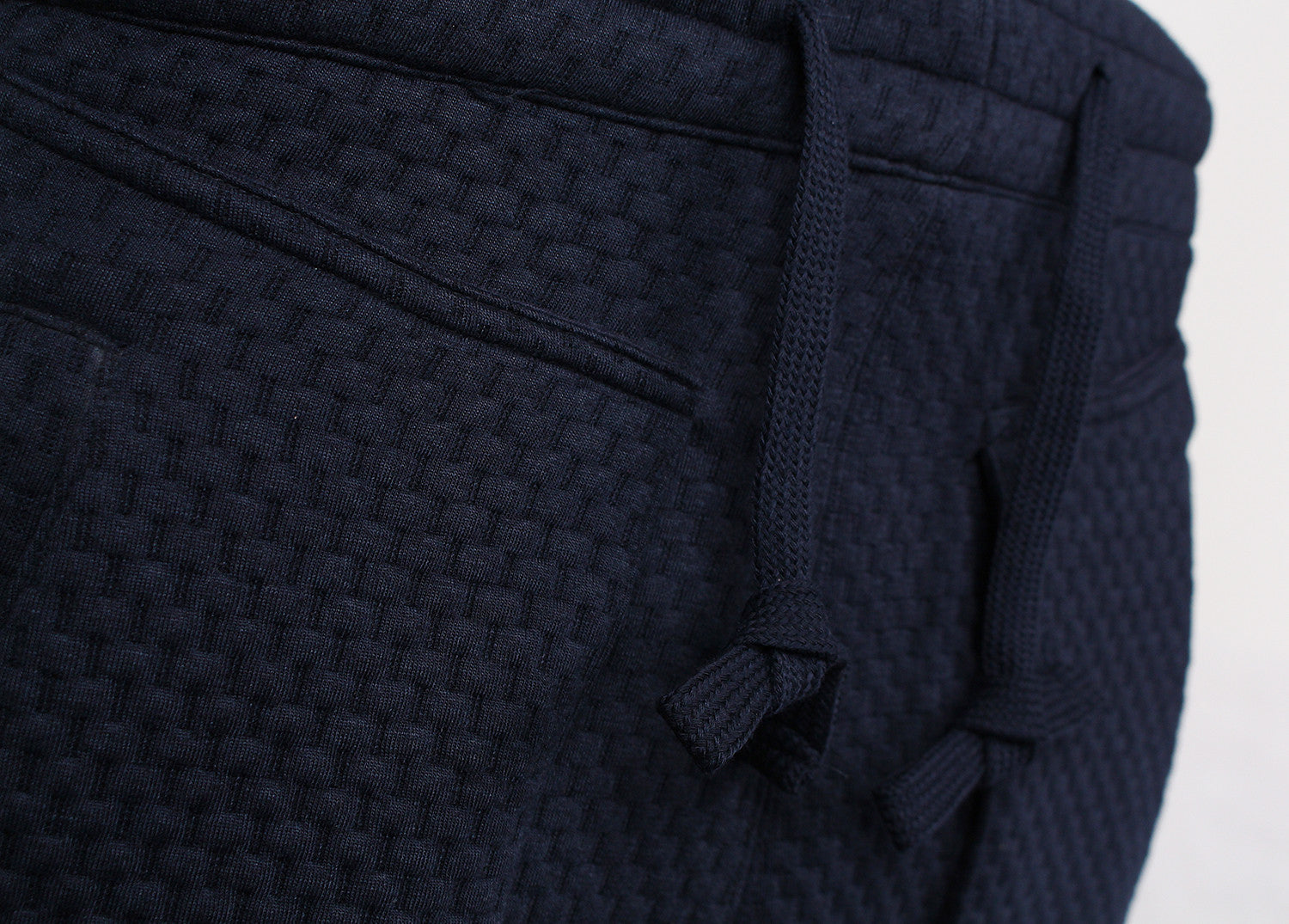 Kash Navy Textured Elongated Shorts in navy – view 4 of 5