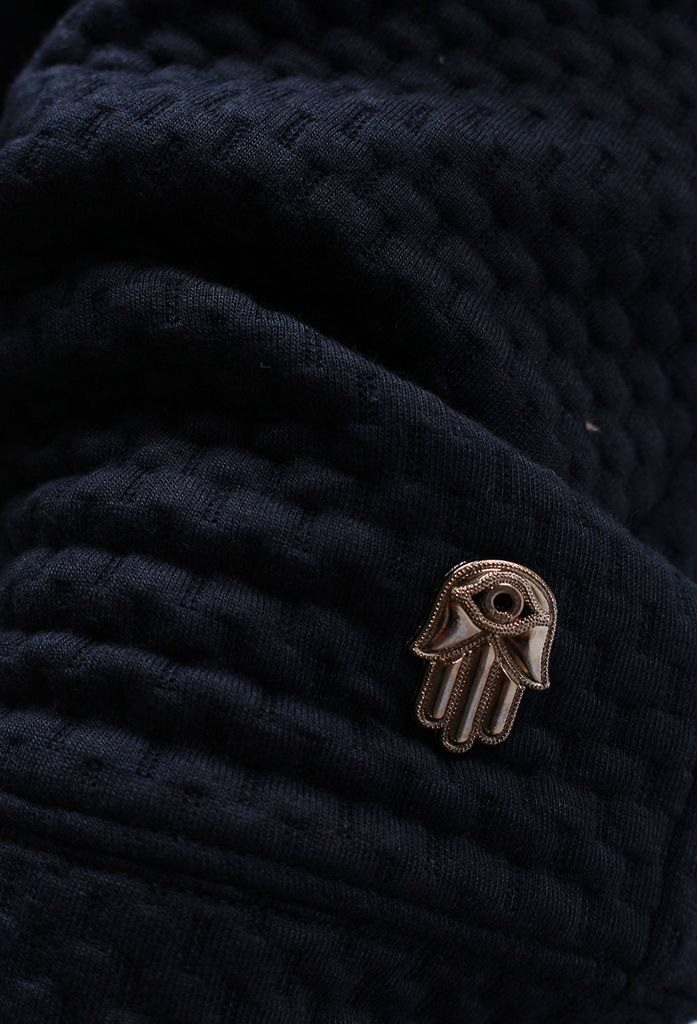 Kash Navy Textured Elongated Shorts in navy – view 5 of 5