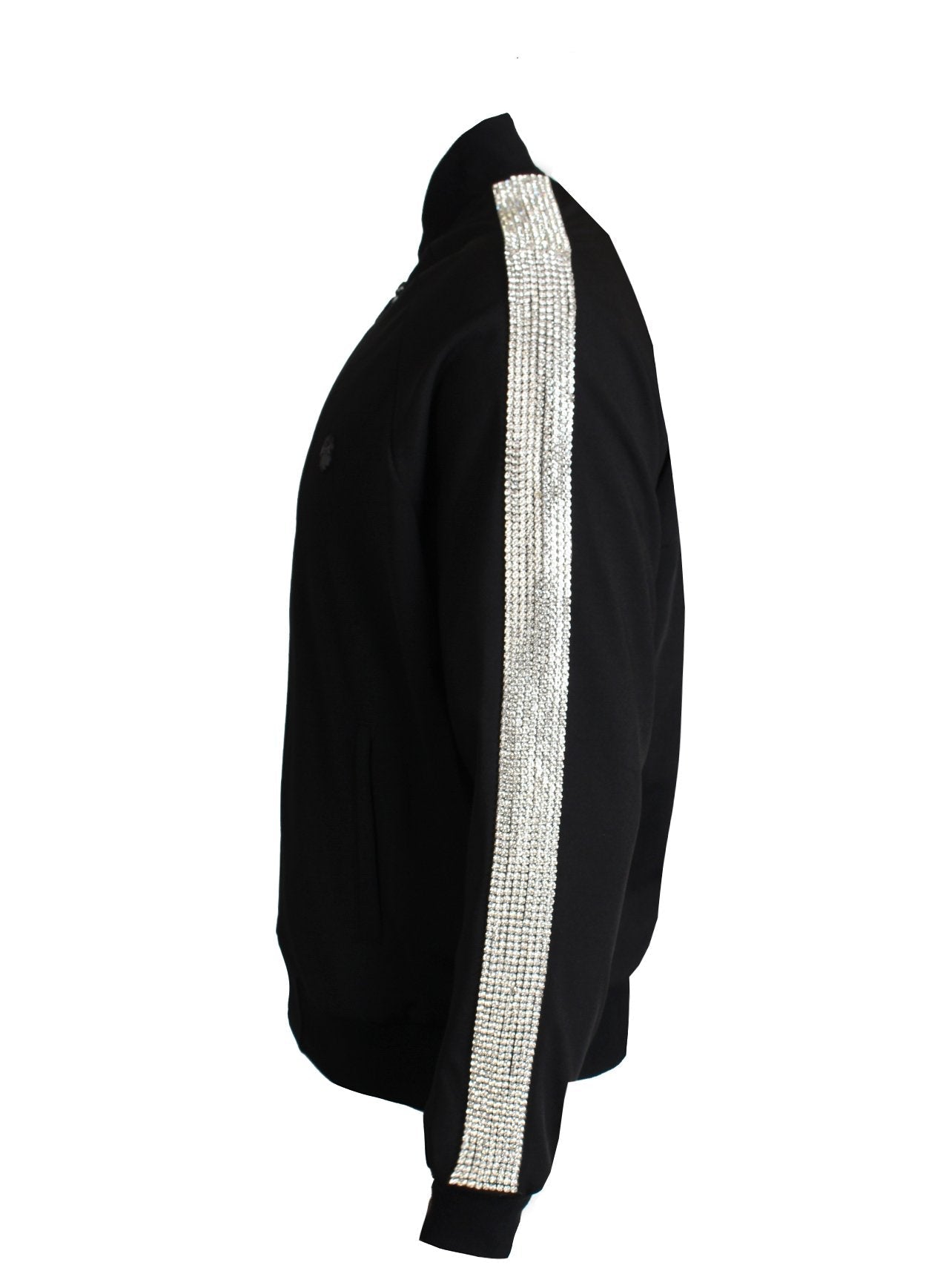 Men's Shine Collection Long Sleeve Jacket with Side Diamonds-Black