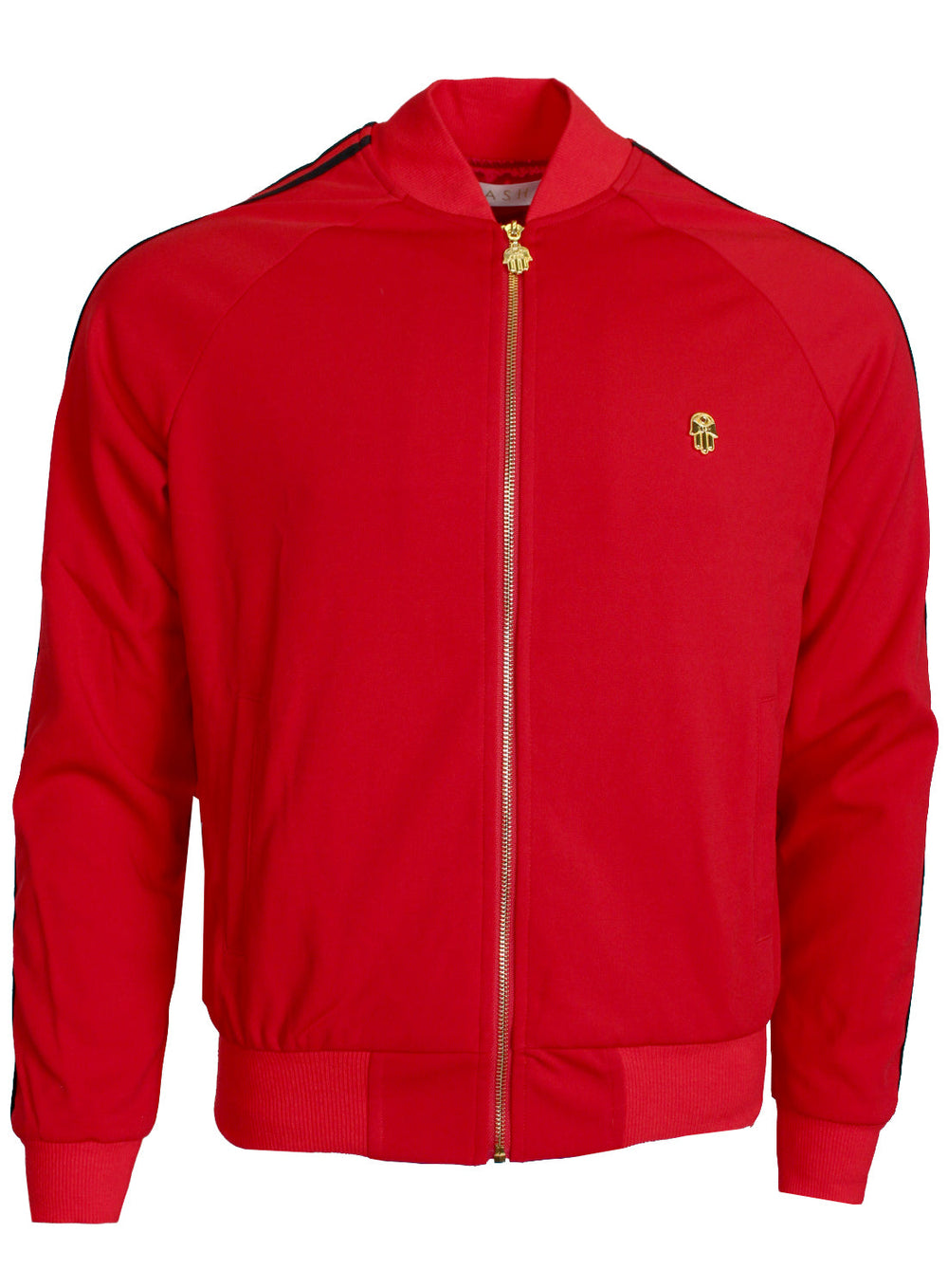 Kash Men's Long Sleeve Track Jacket with Side Stripes in Red – view 2 of 4