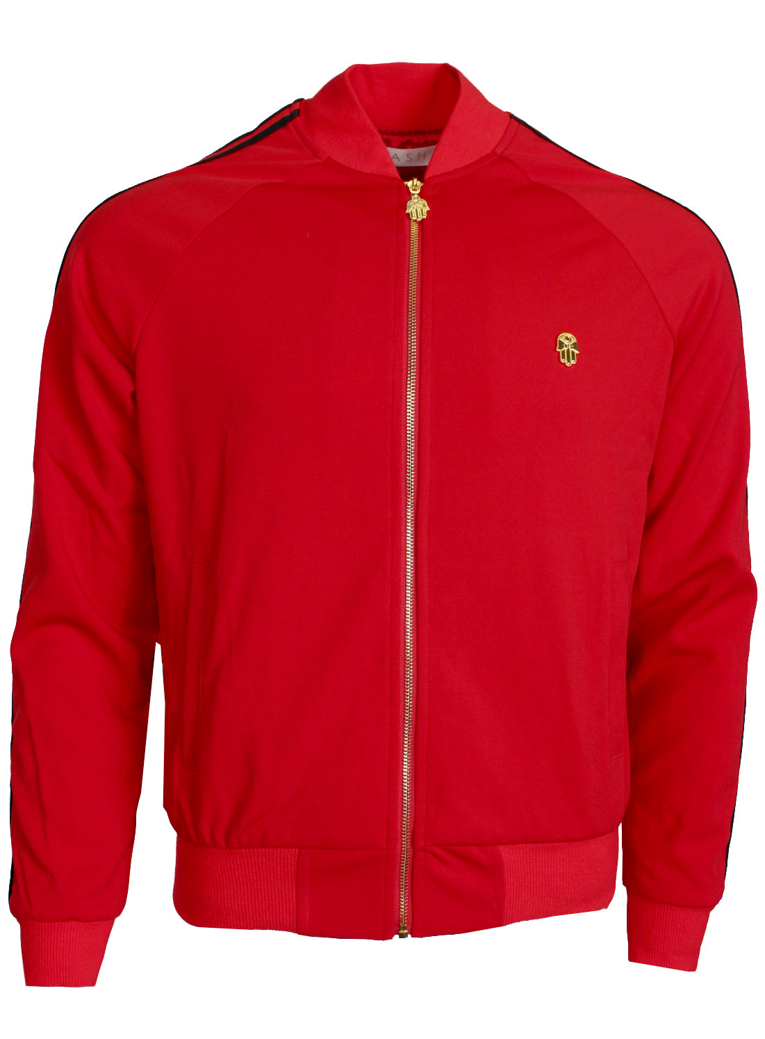 Kash Men's Long Sleeve Track Jacket with Side Stripes in Red – view 2 of 4
