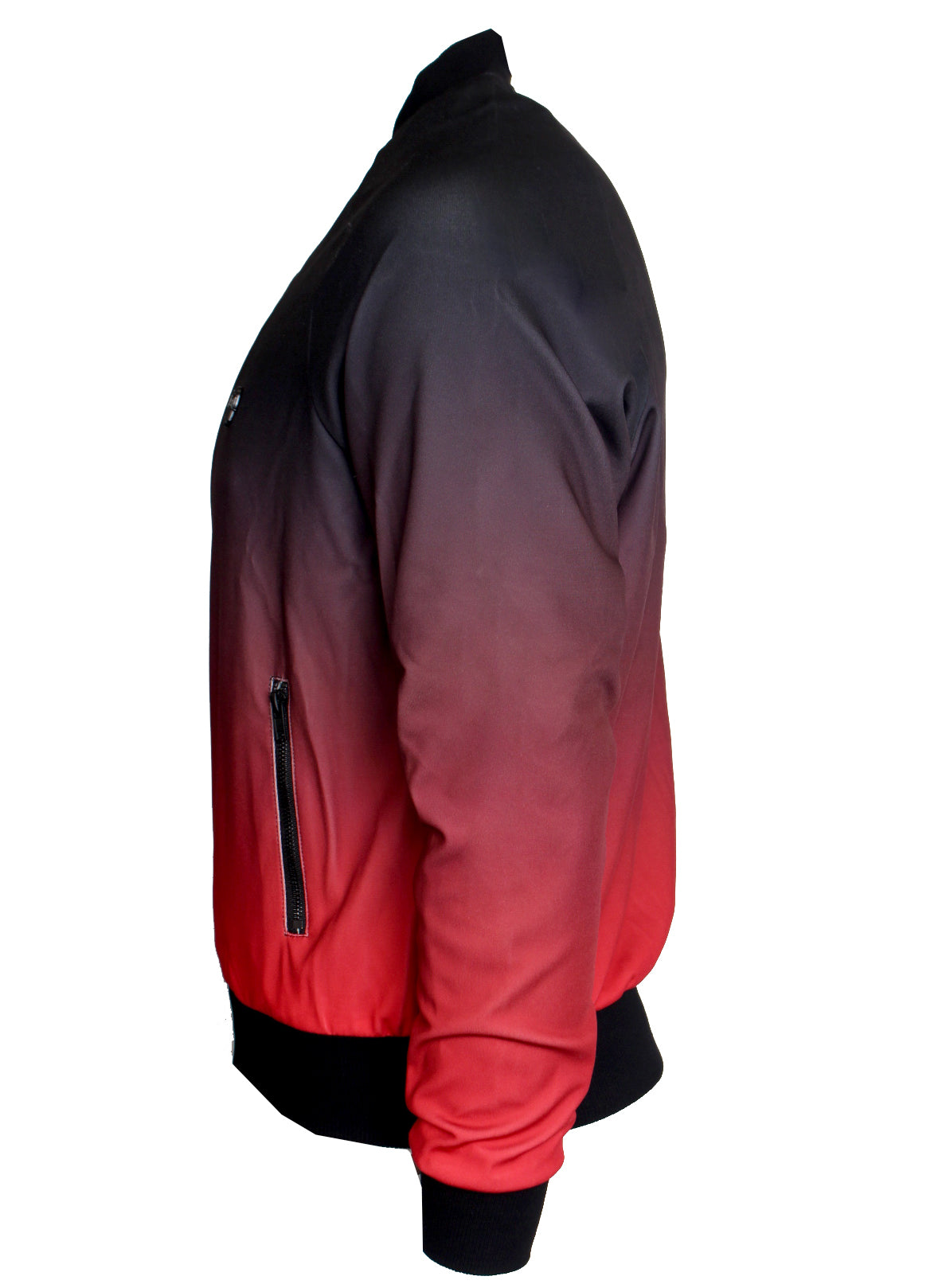 Men's Split Color Long Sleeve Track Jacket-Black and Red