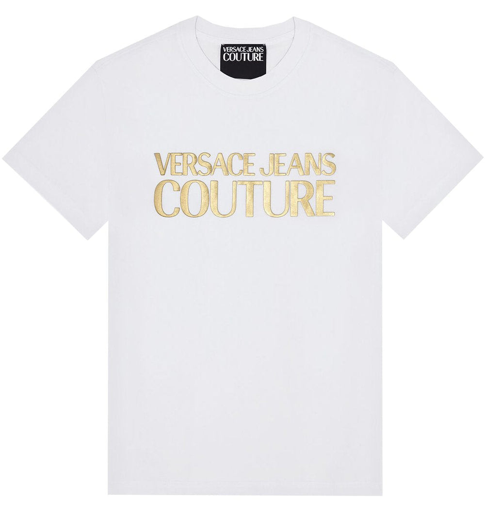 Versace Jeans Couture Logo Tee in White and Gold – view 1 of 3