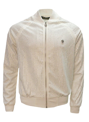 Kash Men's All-Over Crystal Track Jacket – White