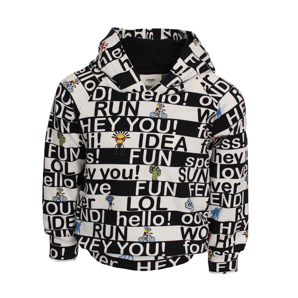 Fendi Kids Words Graphic Hoodie in black/white – view 1 of 1