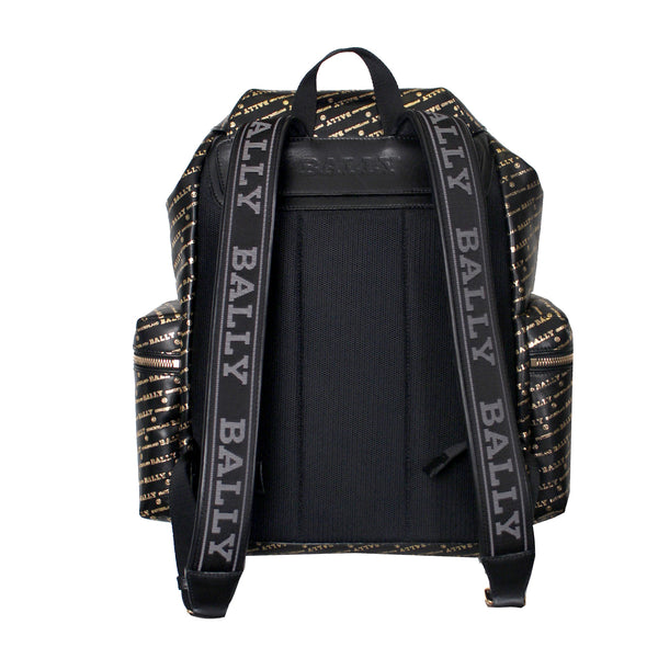 bally tarrot leather backpack Bally Men's Crew.OB/74 Backpack-Black and Gold