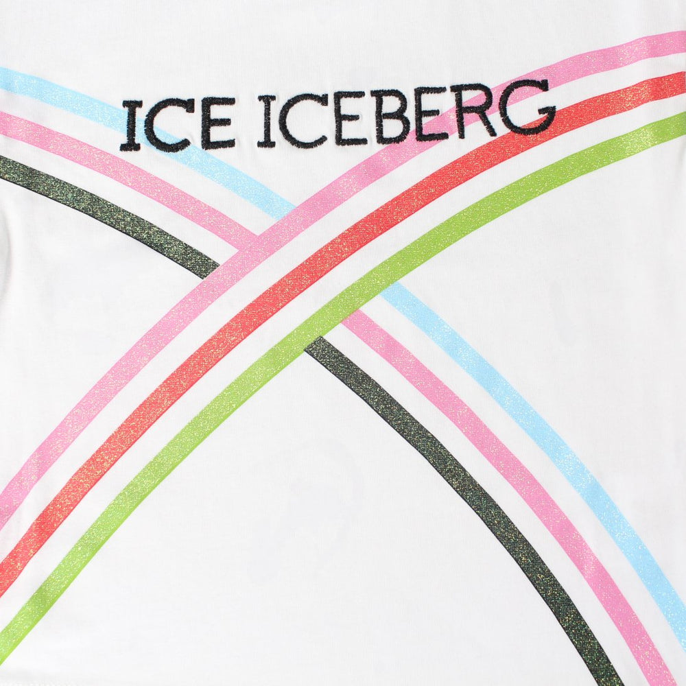 Iceberg | Girls SS Logo T-Shirt w/glittered Stripe detail
