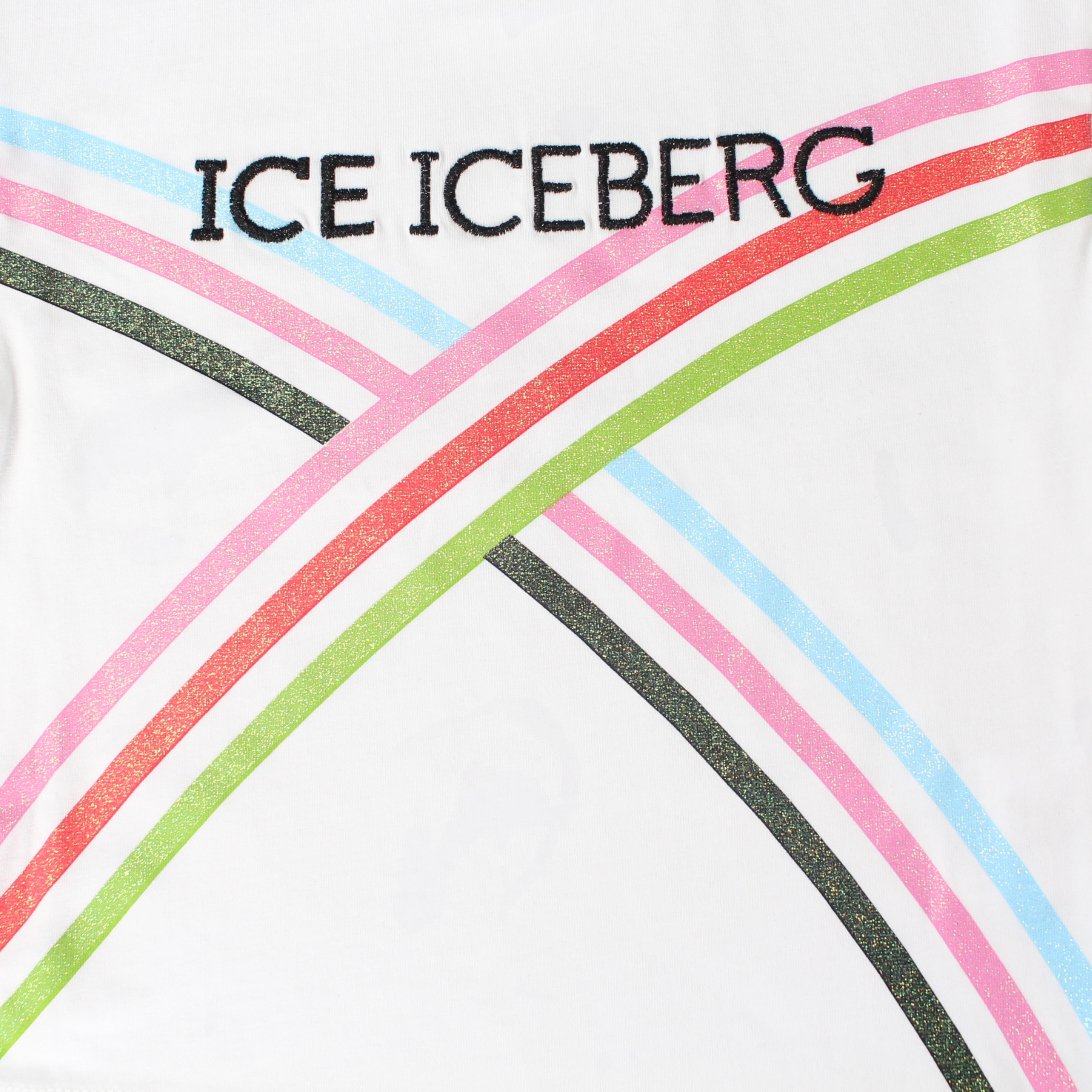 Iceberg | Girls SS Logo T-Shirt w/glittered Stripe detail