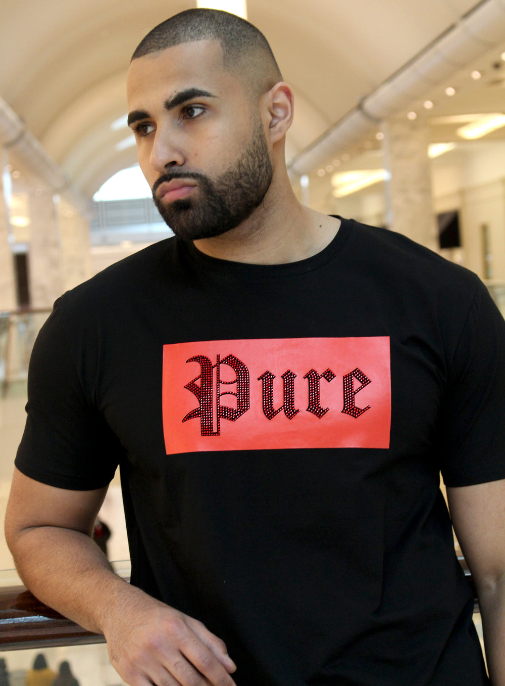 Pure Red Diamond Block Logo Tee in black – view 2 of 8