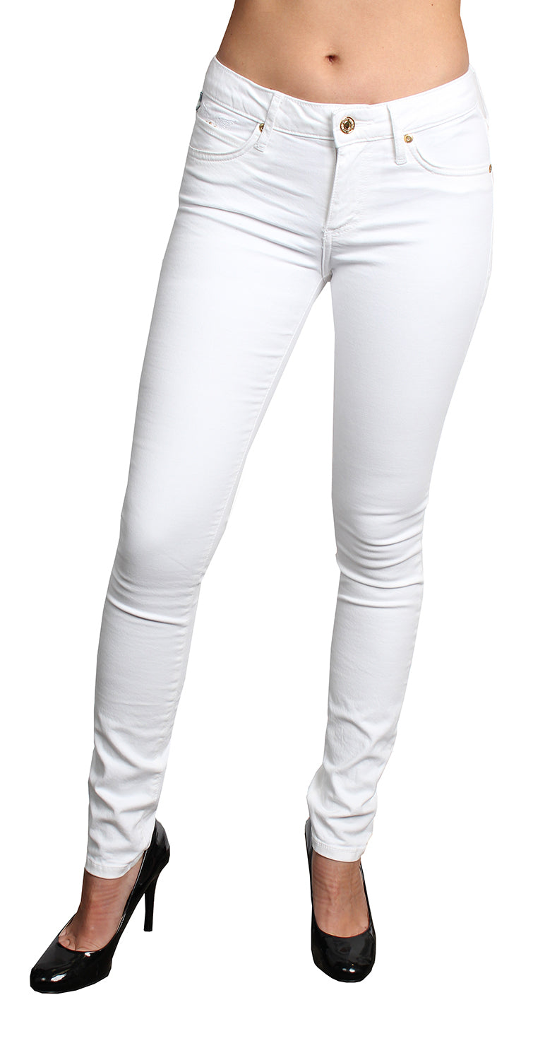 Ronins Jean - Women's - White Aurum Long Flap Biker Denim