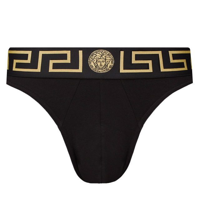 Versace Greca Border Men's Thong in black – view 1 of 3