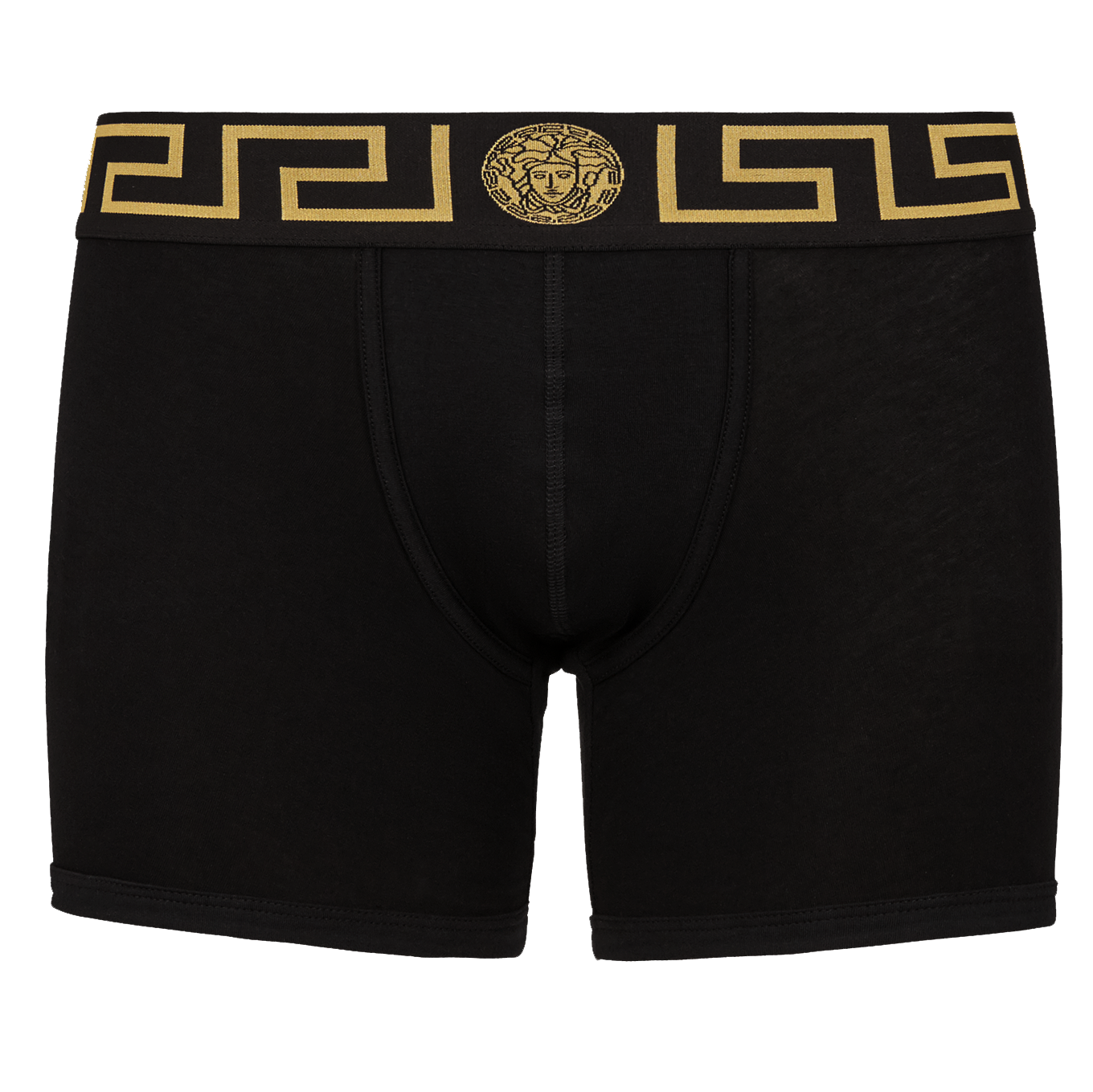 Versace Underwear Long Trunk W/Greca Border - Black/Gold