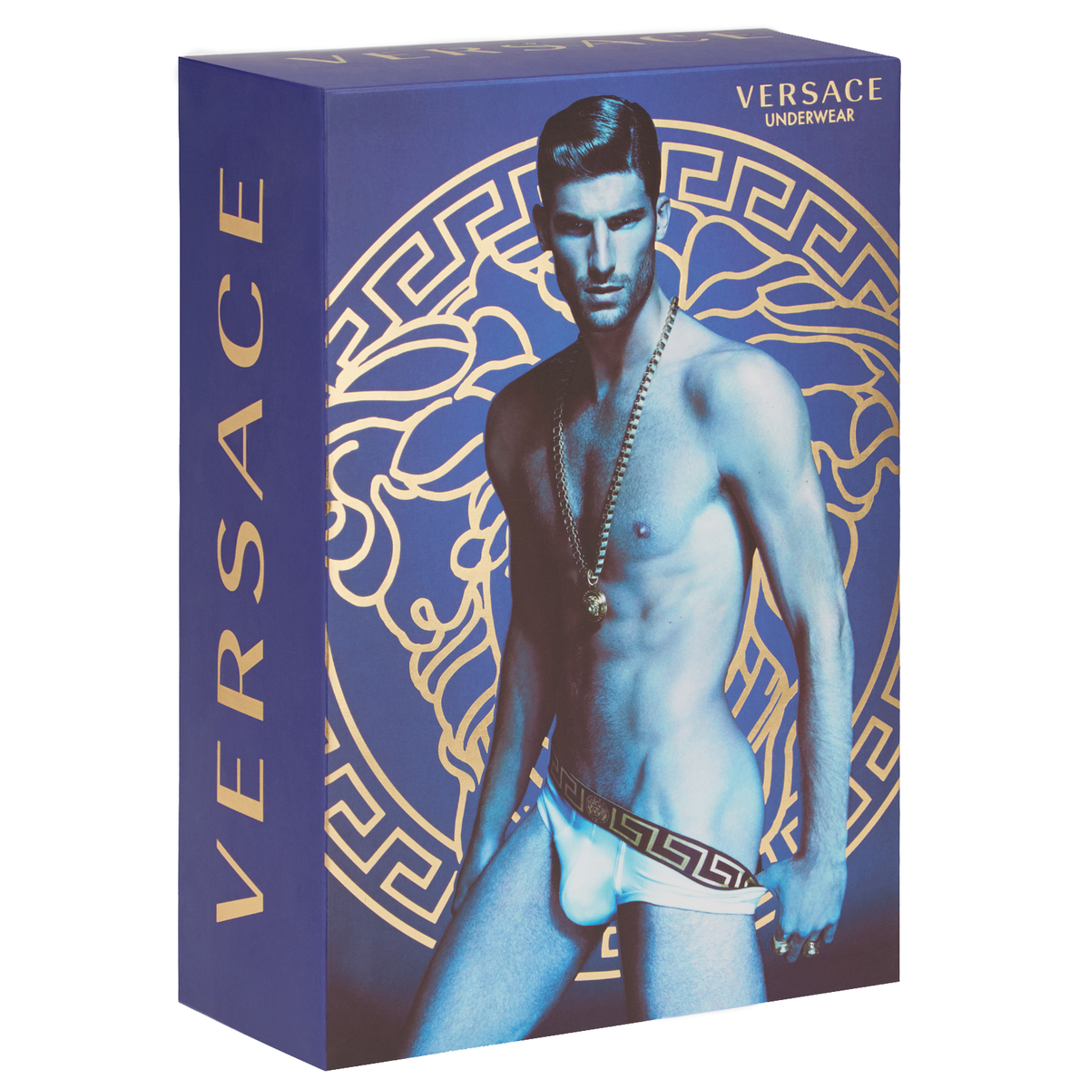 Versace Underwear Long Trunk W/Greca Border - Black/Gold