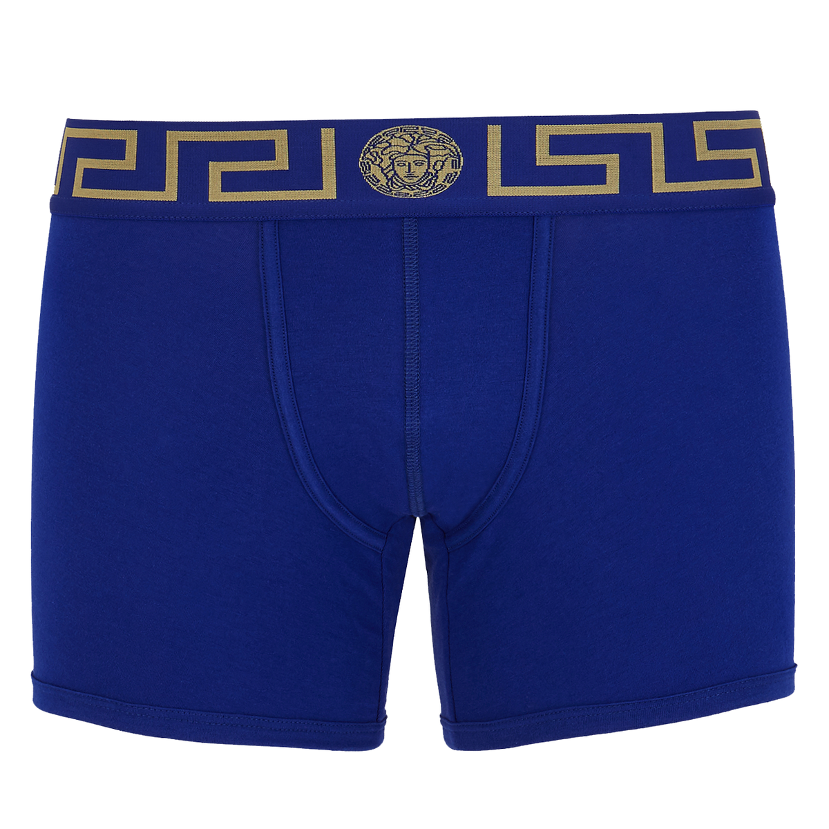 VERSACE UNDERWEAR LONG TRUNK W/ GRECA BORDER | BLUE