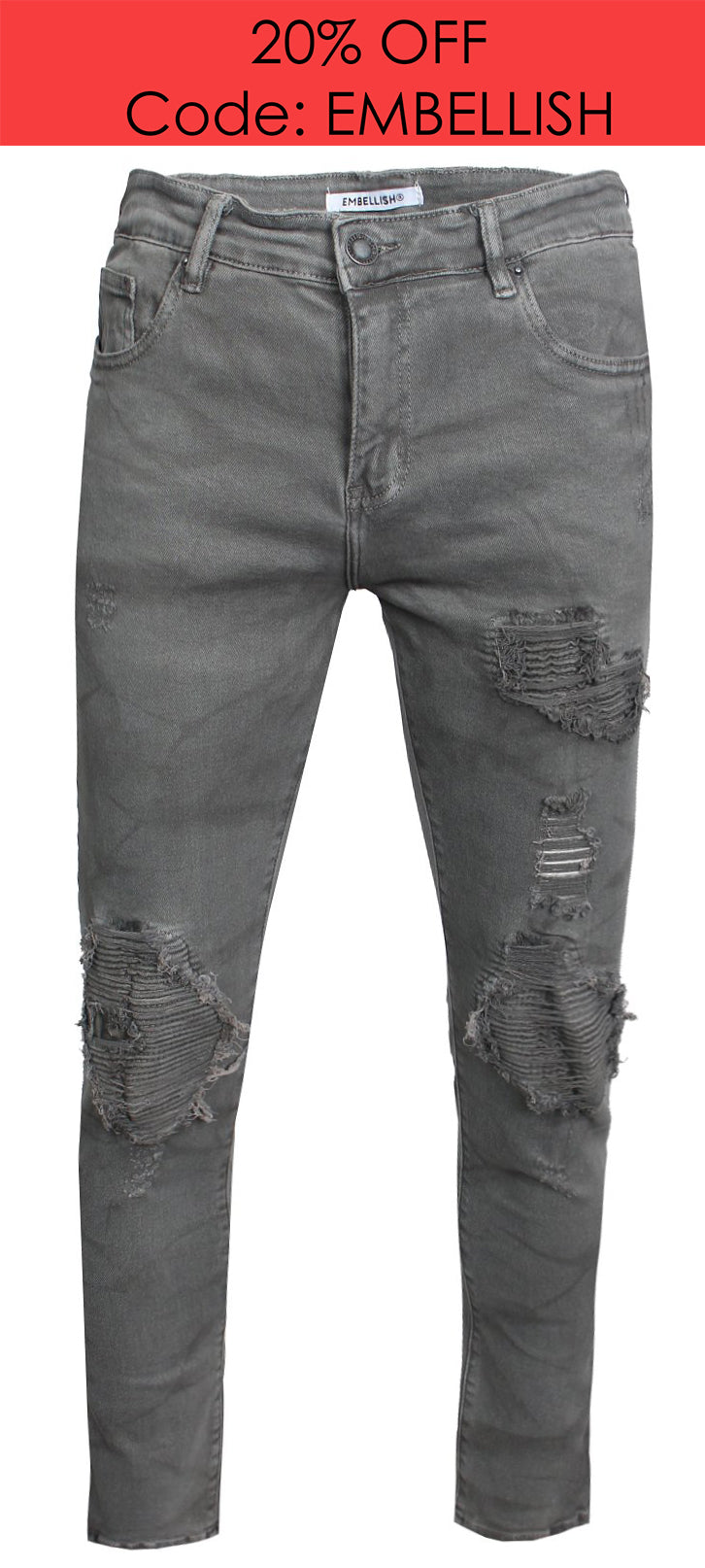 Men's Roberson Rip and Repair Denim-Grey
