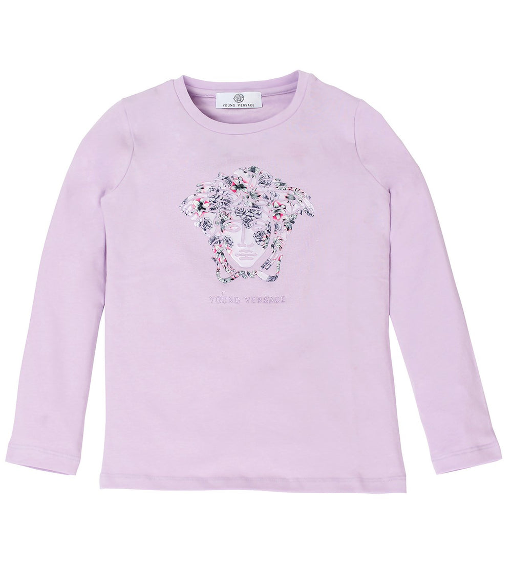 Young Versace Girls Long Sleeve Tee with Gel Floral in lilac – view 1 of 3