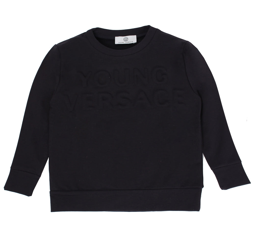 Young Versace Boys Long Sleeve Crewneck Sweatshirt in navy blue – view 1 of 2