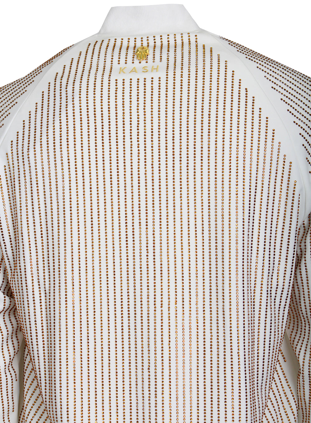 Men's Long Sleeve Gold Crystals Jacket-White/Gold