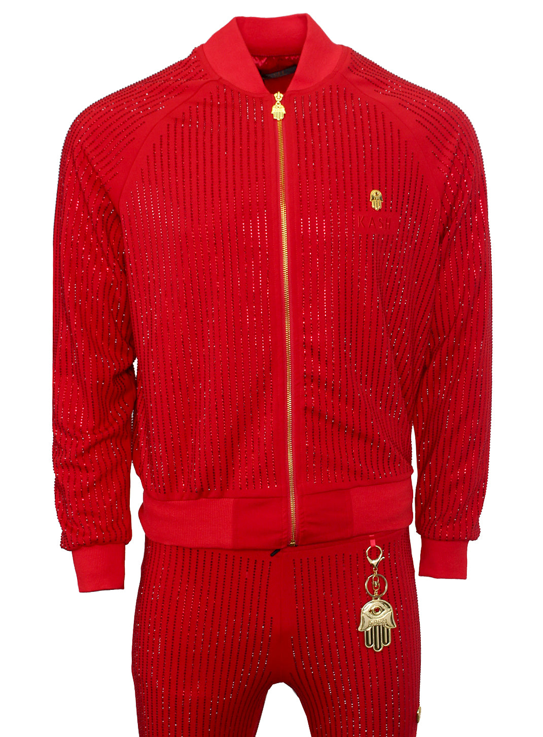 Men's Long Sleeve Diamond Jacket-Red