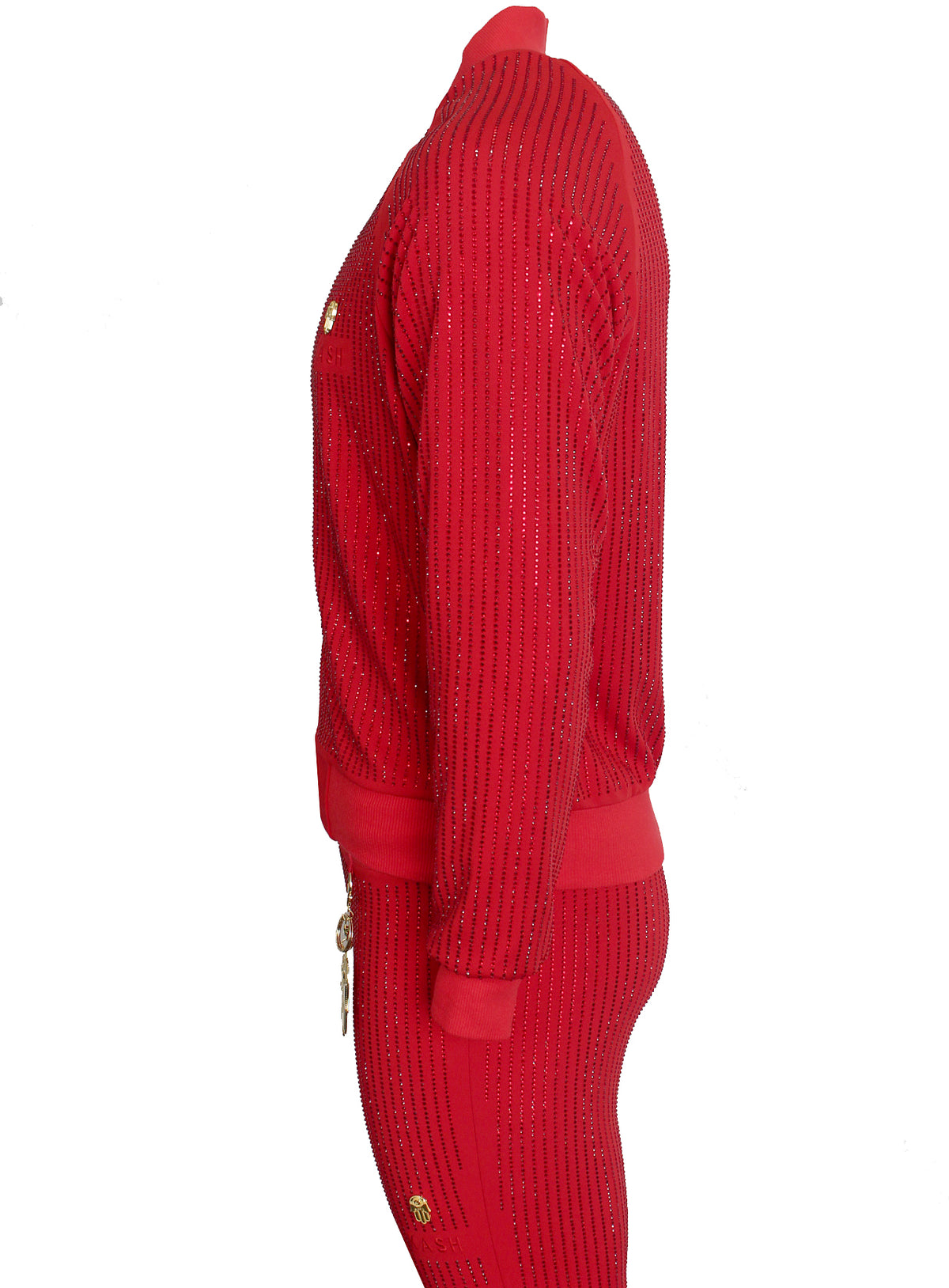 Men&#39;s Long Sleeve Diamond Jacket-Red