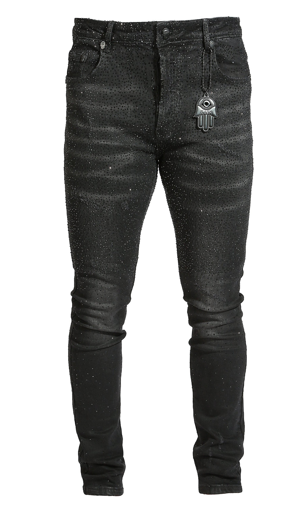 Kash Slim Fit Black Denim with Black Crystals in black – view 14 of 14