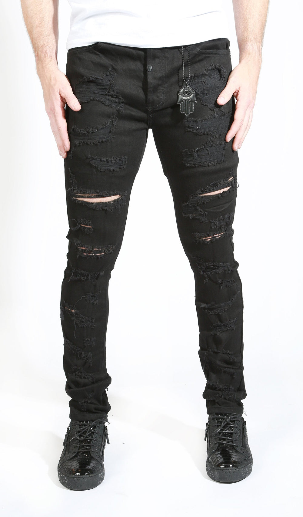 Men's Distressed Black Kash Denim in black – view 1 of 6